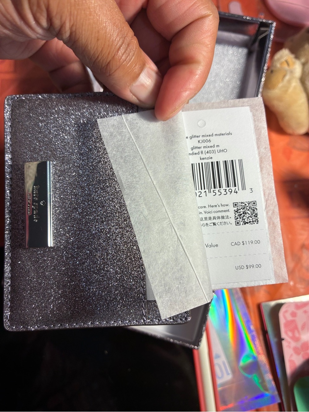 NIB & NWT Kate Spade Kenzie glitter small card holder in color Candied UHO! - Picture 7 of 8